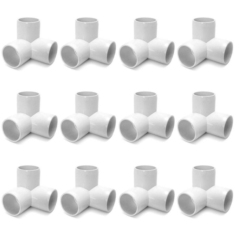 Accesorio de PVC QWORK 1/2" en T paquete de 12 blanco