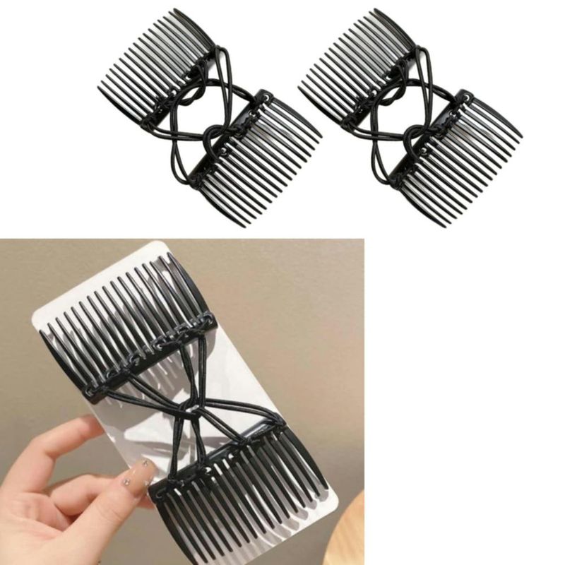 Peine de cabello Risprsulen 2 piezas negro elástico y extensible