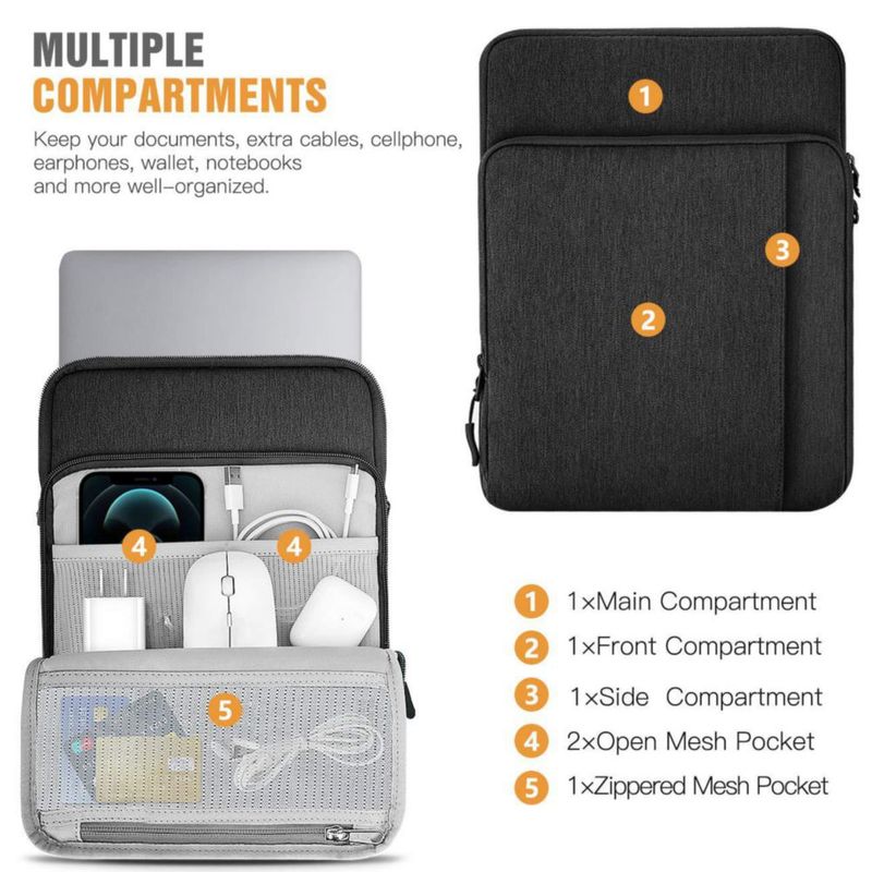 Funda para portátil TiMOVO 13.3-14" negra con correa para el hombro