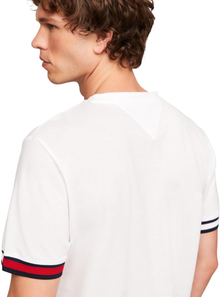 Camiseta Tommy Hilfiger con puños a rayas rojas y azules