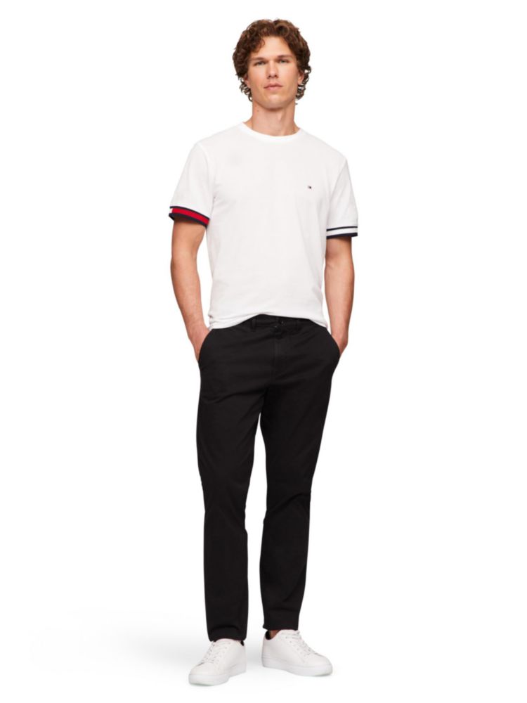 Camiseta Tommy Hilfiger con puños a rayas rojas y azules