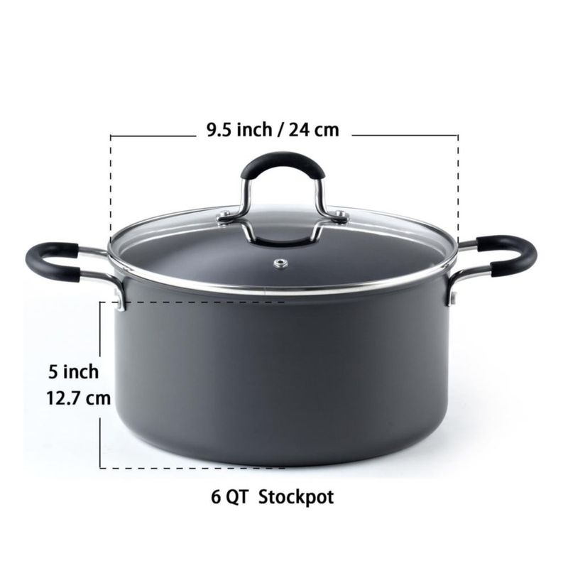 Cacerola Cook N Home de 6 L antiadherente negra