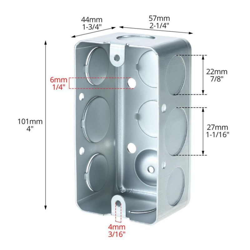 Caja eléctrica QWORK 10 cm 13 pulg.³ galvanizada paquete de 12