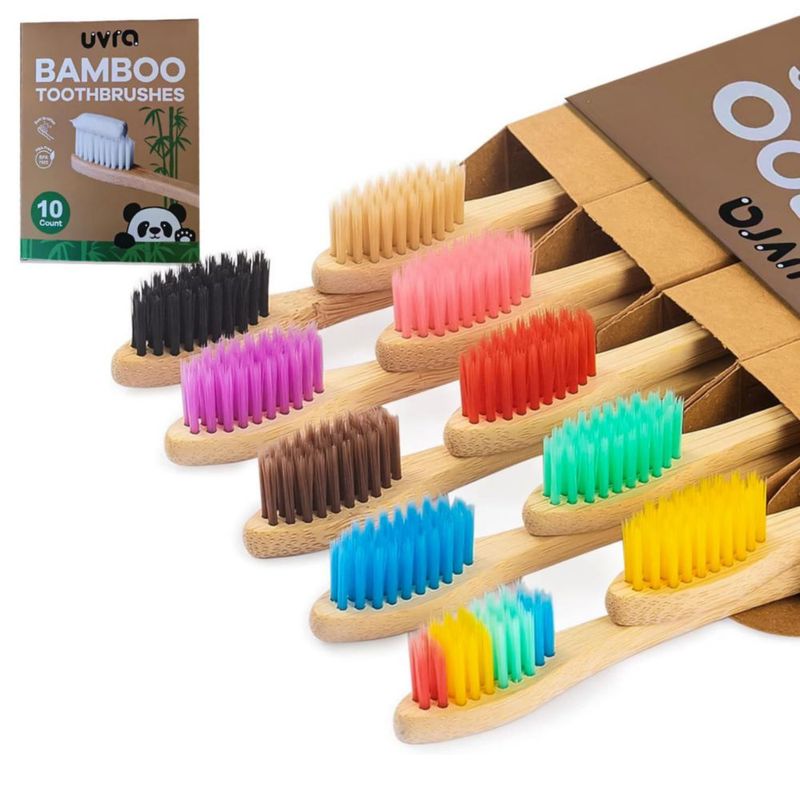 Cepillo de dientes uvra de bambú paquete de 10 cerdas medianas y suaves