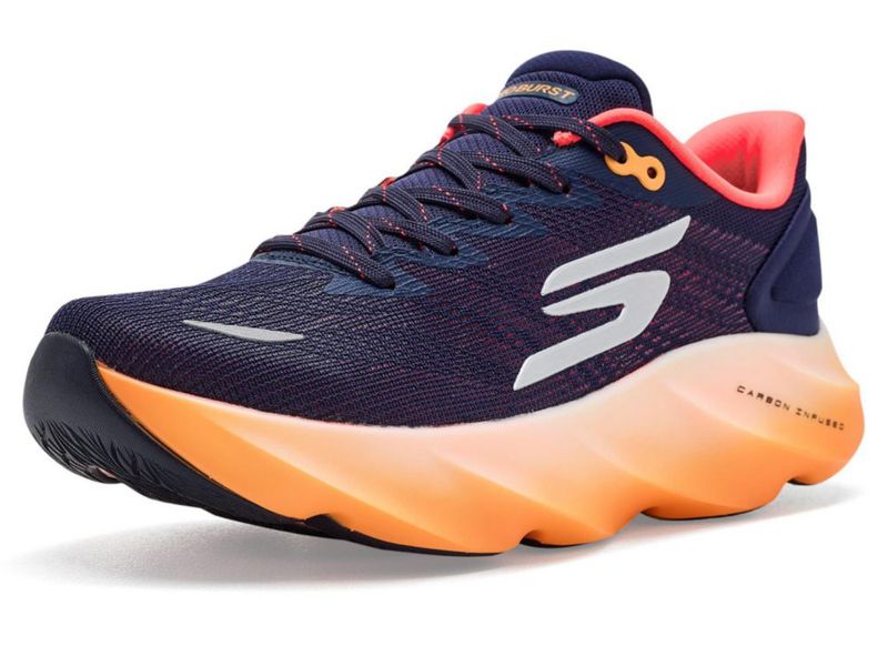 Zapatilla de running Skechers Aero Burst azul marino/naranja 27 cm