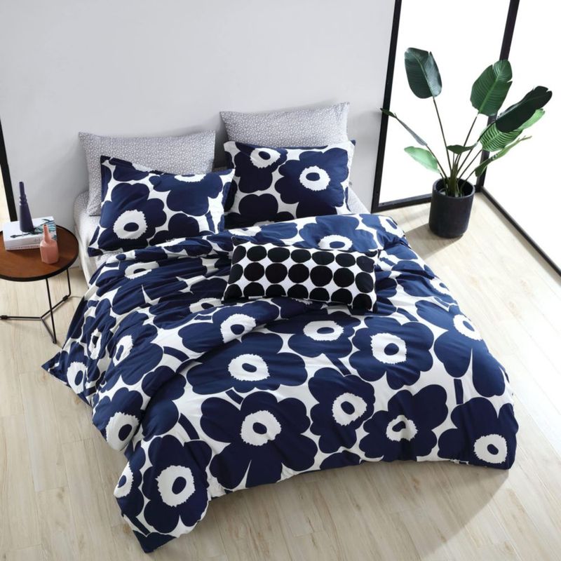 Juego de funda de edredón MARIMEKKO Queen de algodón con cierre de botones