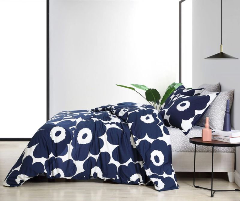Juego de funda de edredón MARIMEKKO Queen de algodón con cierre de botones