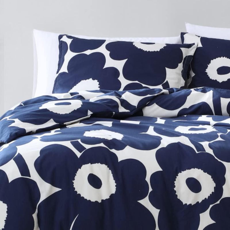 Juego de funda de edredón MARIMEKKO Queen de algodón con cierre de botones