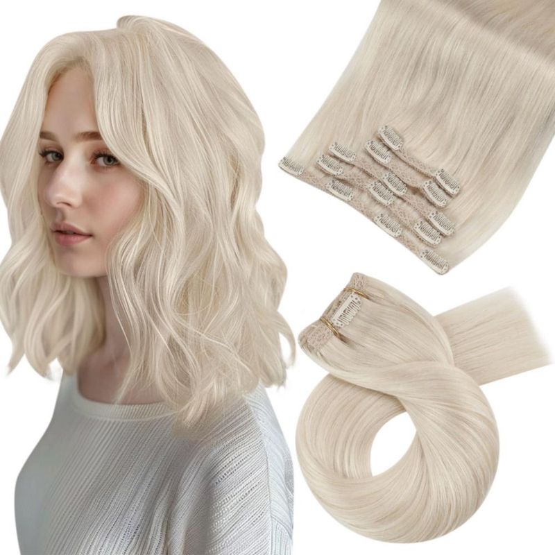 Extensiones de cabello Moresoo Blonde Clip in Remy Human Hair 30 cm