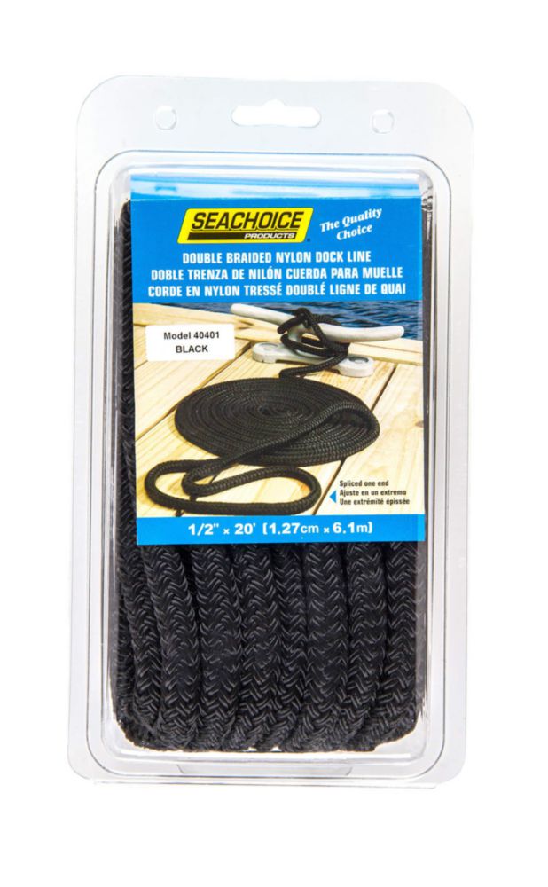 Dock Line SEACHOICE 13 cm x 6 m nailon de doble trenza negro