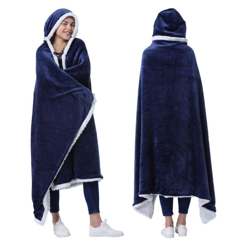 Poncho Manta con Capucha para Mujer Catalonia 185x120 cm Forro Sherpa