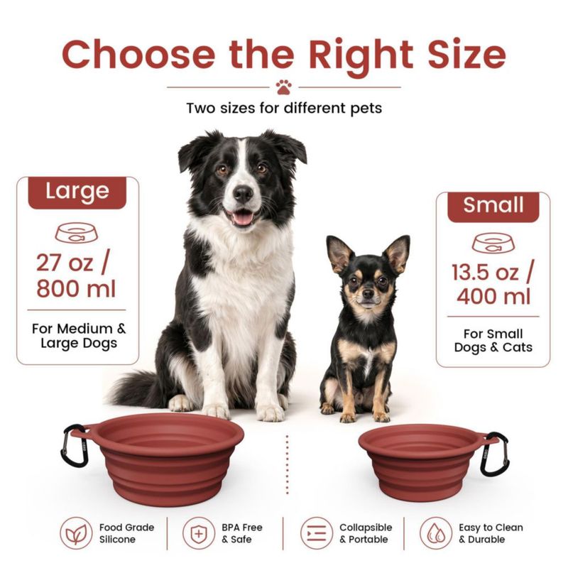 Tazones para perros OHMO plegables 400 ml 2 piezas Coral/Rojo ladrillo