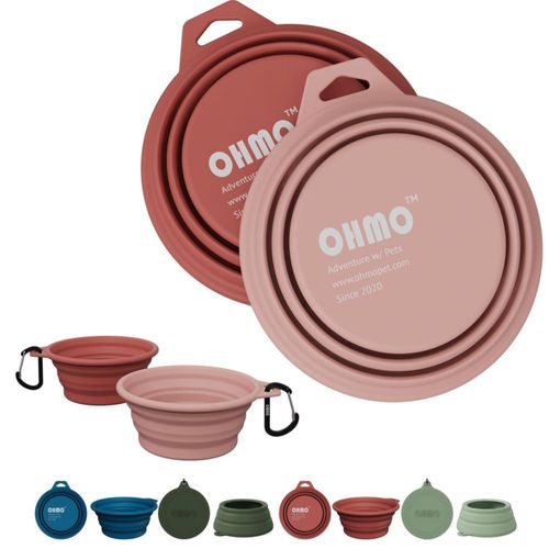 Tazones para perros OHMO plegables 400 ml 2 piezas Coral/Rojo ladrillo