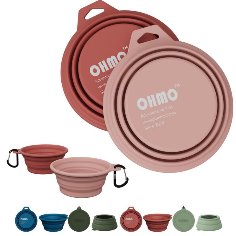 Tazones para perros OHMO plegables 400 ml 2 piezas Coral/Rojo ladrillo