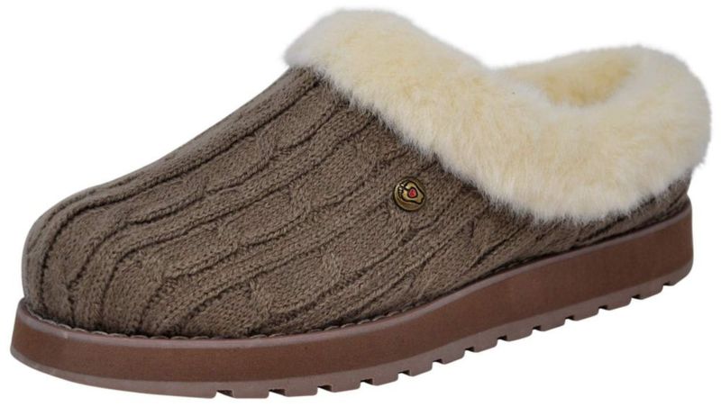 Pantufla Skechers Keepsakes para mujer talla 6 W US color gris topo/natural