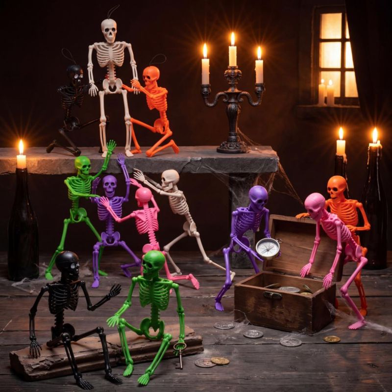Decoración de esqueleto JOYIN 12 piezas 41 cm articulables para Halloween