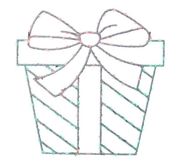Silueta de regalo iluminada por LED para celebraciones de doble cara