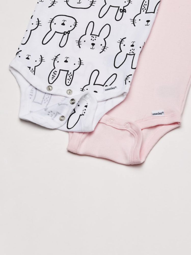 Body Gerber de manga corta 8 unidades con conejito rosa – talla preemie