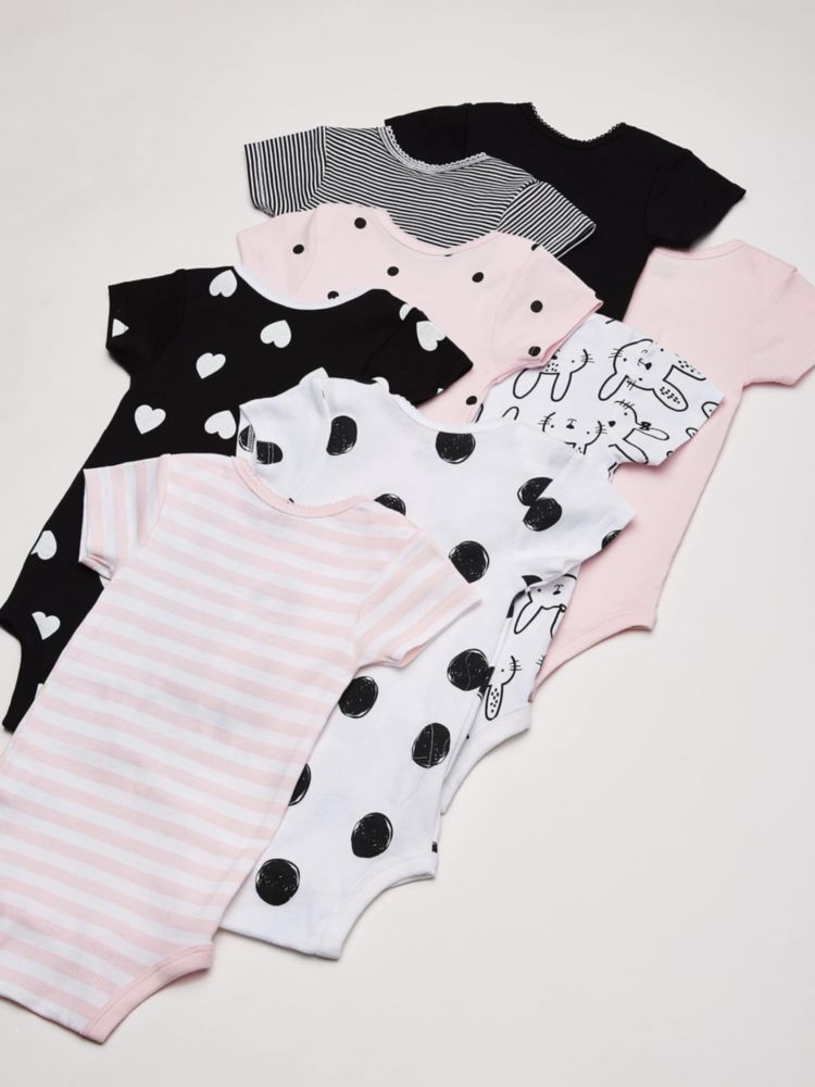 Body Gerber de manga corta 8 unidades con conejito rosa – talla preemie