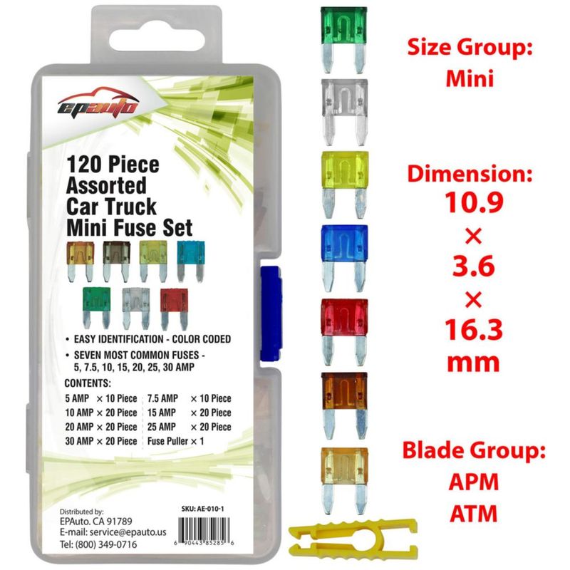 Fusibles EPAuto 120 piezas - Juego mini de hoja 12V/24V