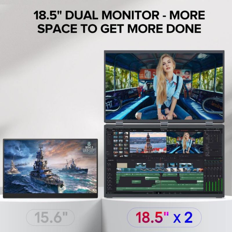 Monitor portátil sibolan de 185" FHD 100 % sRGB USB‑C