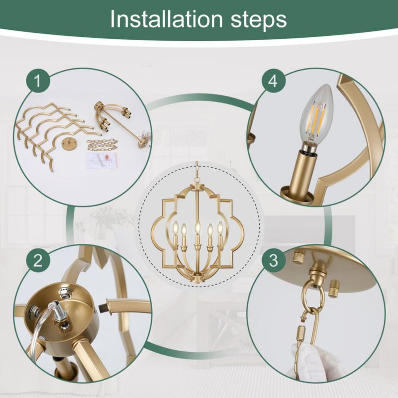 Candelabro de 5 luces ACANER 22" esfera dorada