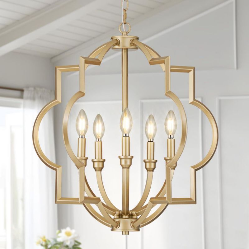 Candelabro de 5 luces ACANER 22" esfera dorada