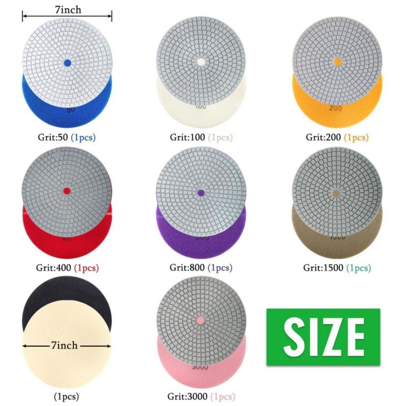 Almohadillas de Pulido WORKEASE 18 cm 8 piezas 50‑3000 Granulometría
