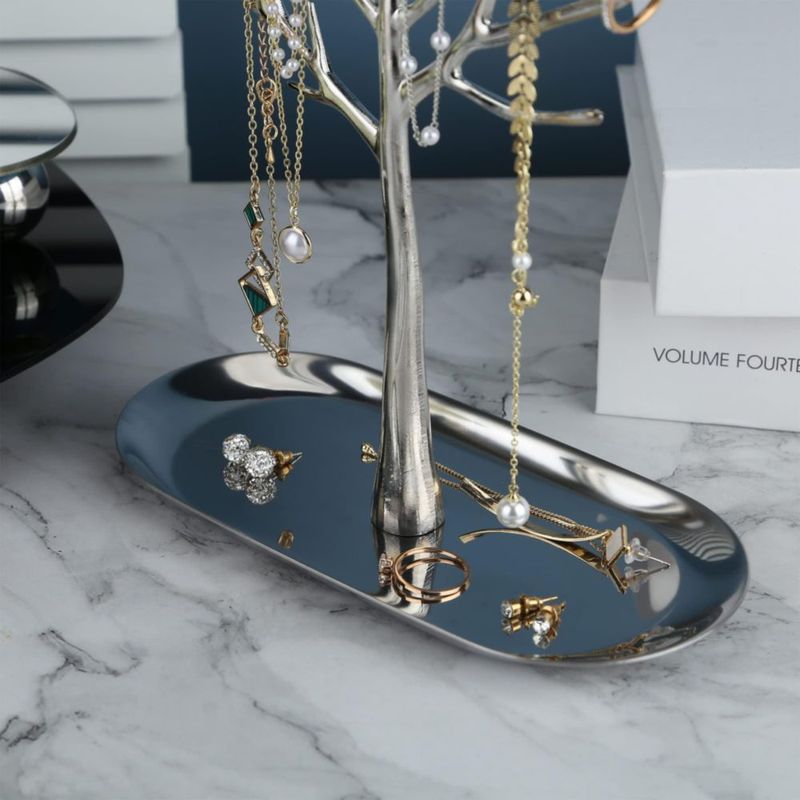 Estante para joyas MORE&LESS 18 x 8 x 29 cm con bandeja metálica en forma de árbol