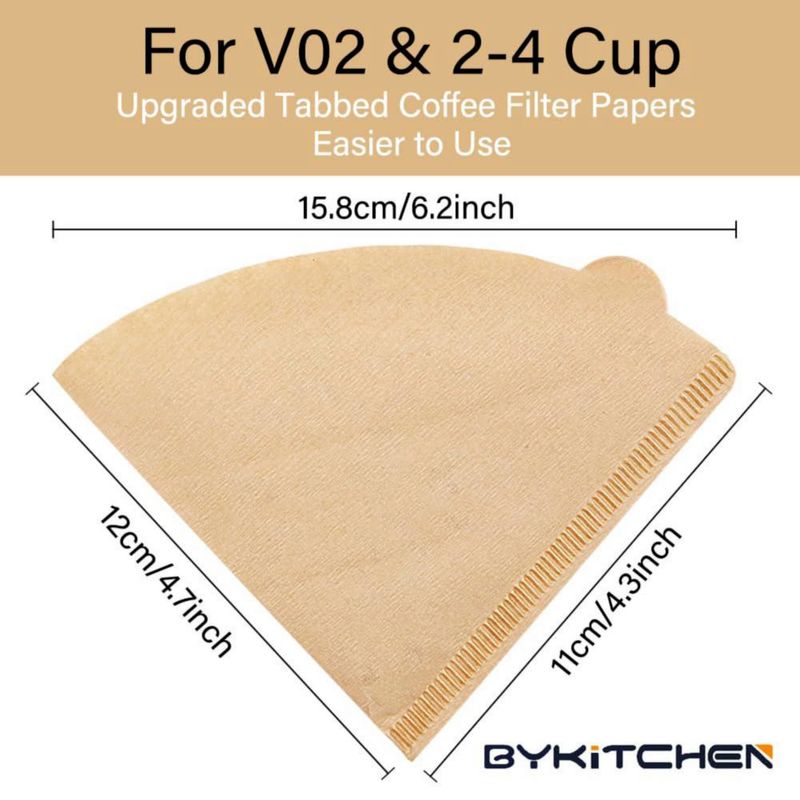 Filtro de Café BYKITCHEN V02 12 cm Paquete de 200 Natural