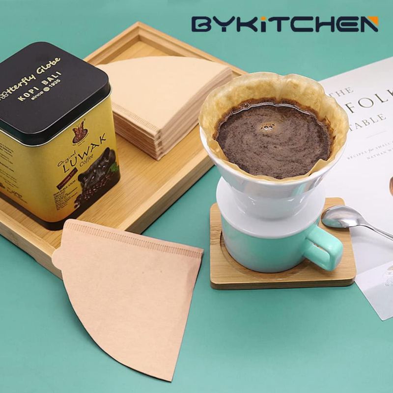 Filtro de Café BYKITCHEN V02 12 cm Paquete de 200 Natural