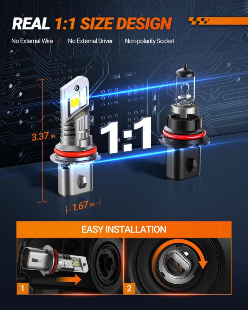 Bombillas SEALIGHT 9004/HB1 6500K Pack de 2 con ventilador de refrigeración