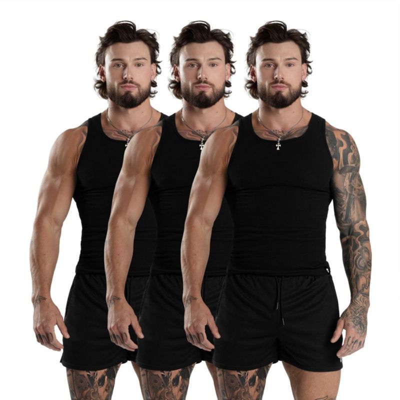 Camiseta sin mangas Gymreapers pack de 3 algodón negro talla grande