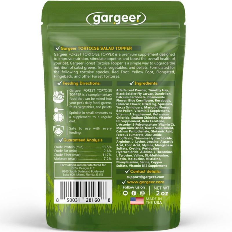 Suplemento para Ensalada Gargeer 57 ml para Tortugas de Bosque – Hecho en EE. UU.