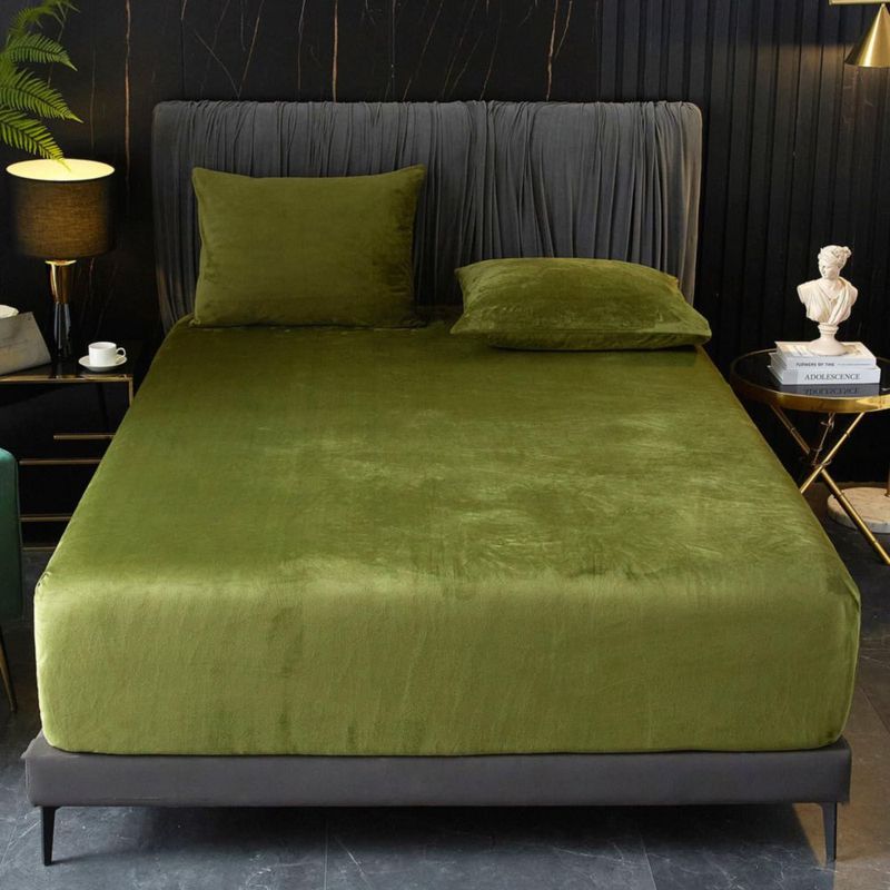 Sábana ajustable Ivellow Queen 46 cm verde oliva - 1 unidad