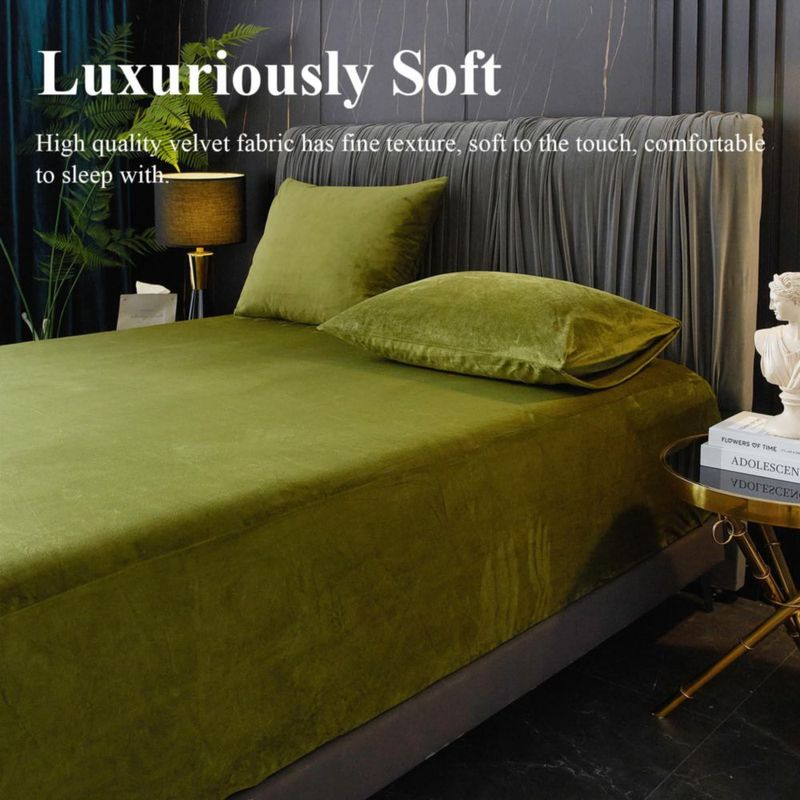 Sábana ajustable Ivellow Queen 46 cm verde oliva - 1 unidad