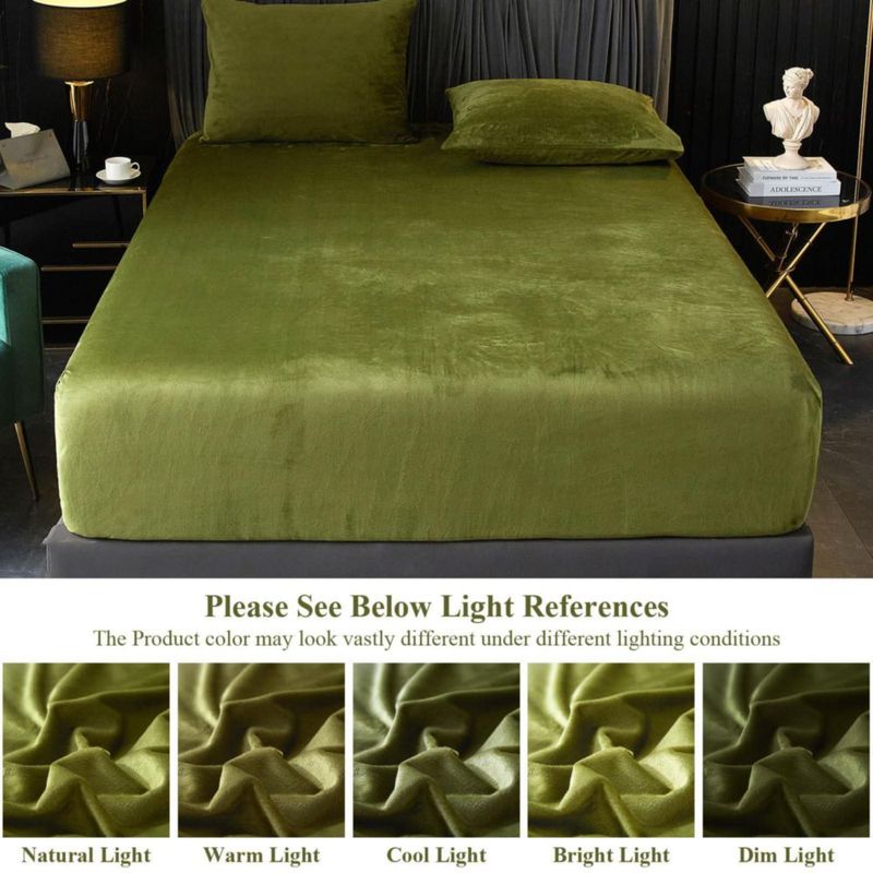 Sábana ajustable Ivellow Queen 46 cm verde oliva - 1 unidad