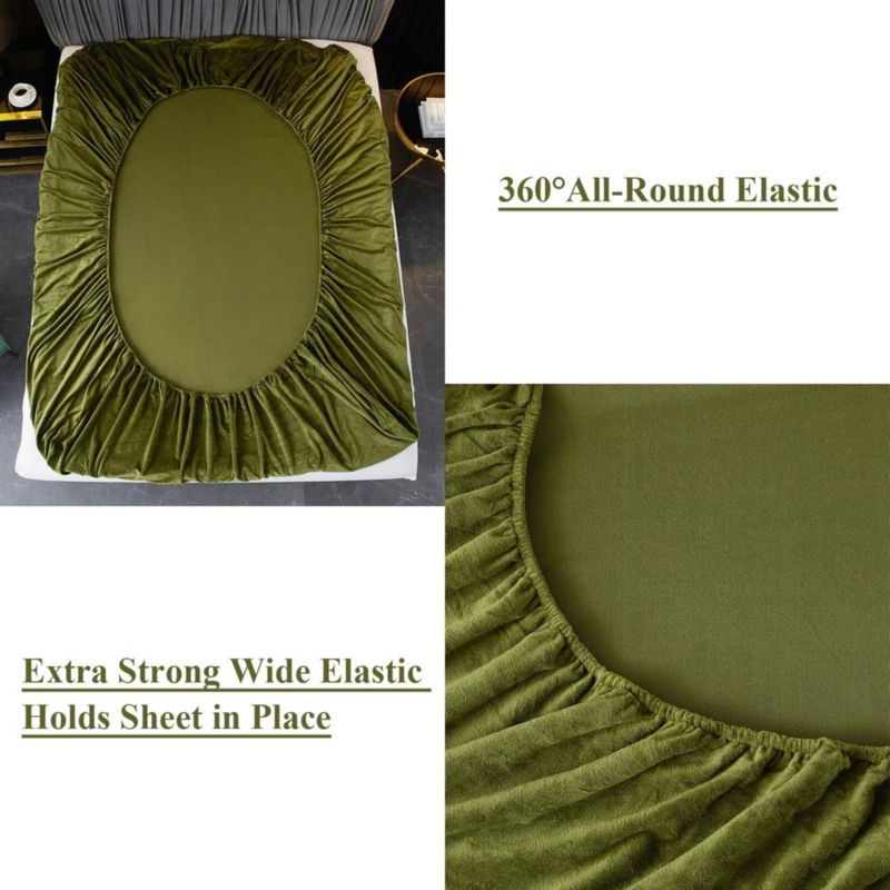 Sábana ajustable Ivellow Queen 46 cm verde oliva - 1 unidad