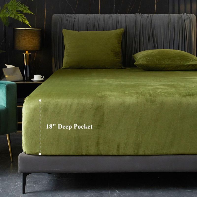 Sábana ajustable Ivellow Queen 46 cm verde oliva - 1 unidad