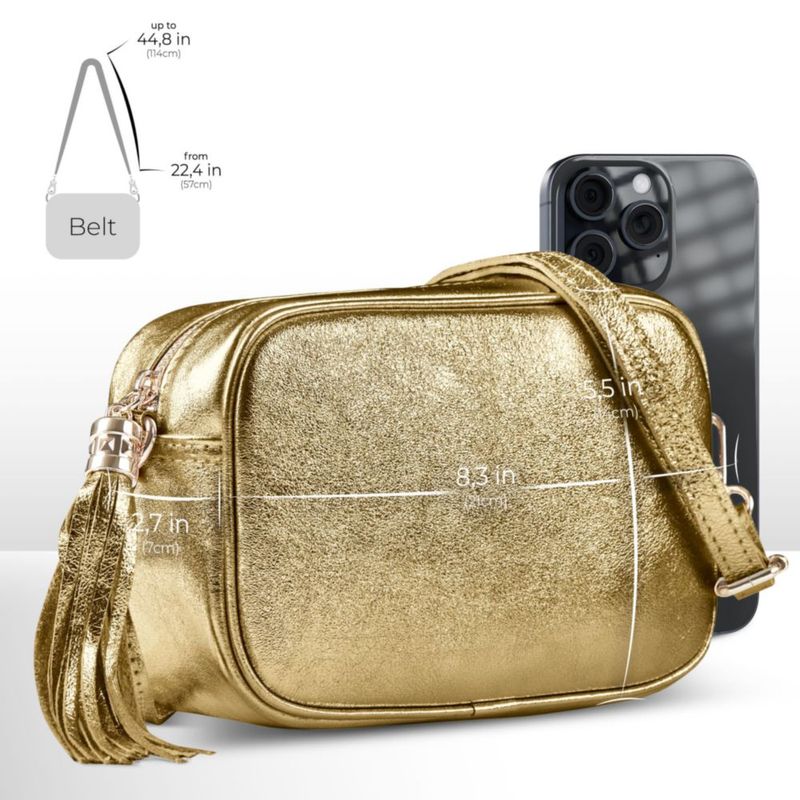 Bolso TAKEASY pequeño de gamuza metálica dorada
