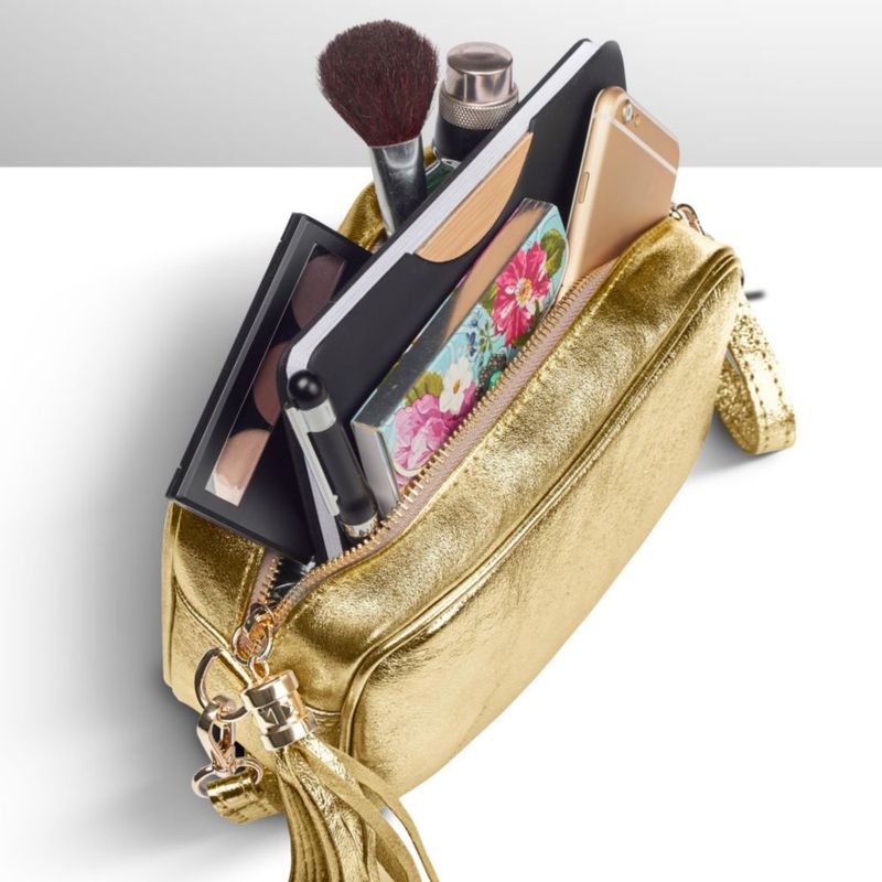Bolso TAKEASY pequeño de gamuza metálica dorada