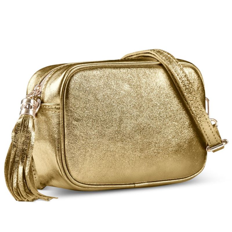 Bolso TAKEASY pequeño de gamuza metálica dorada