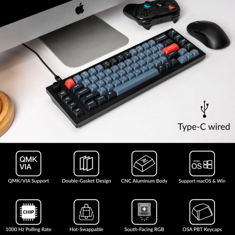 Teclado Keychron Q65 con cable cuerpo de aluminio y teclas macro