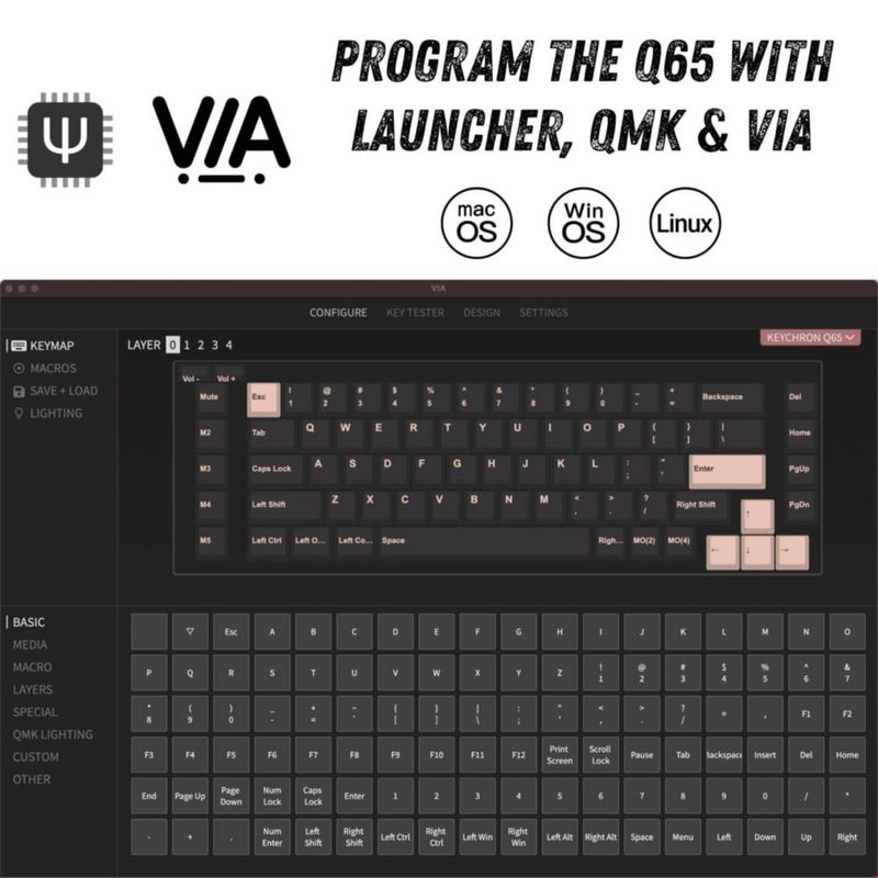 Teclado Keychron Q65 con cable cuerpo de aluminio y teclas macro