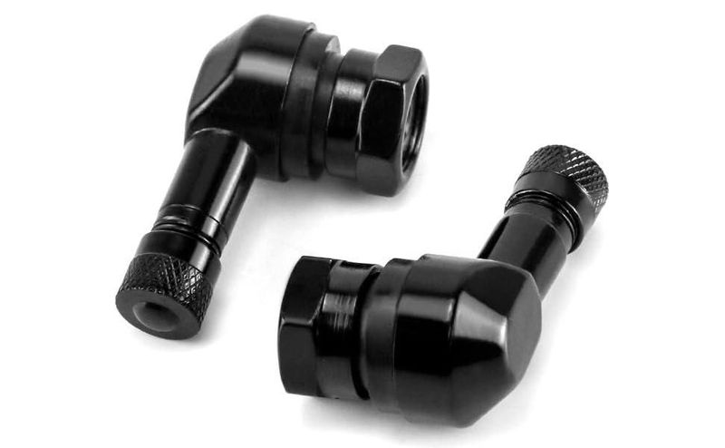 Vástago de válvula para neumático QWORK paquete de 4 ángulo 90° negro 10‑113 mm
