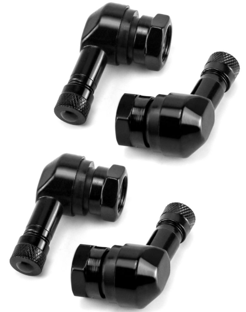 Vástago de válvula para neumático QWORK paquete de 4 ángulo 90° negro 10‑113 mm