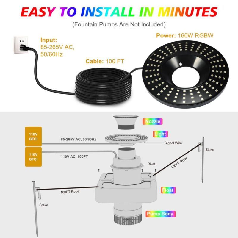 Luz de Fuente Goldlife 160 W RGBW 16000 lm IP68 30 m