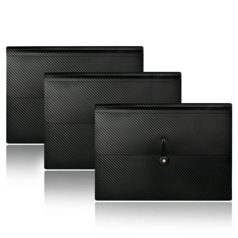 Carpeta de archivo tipo acordeón Cesil 33 cm 13 bolsillos negra (set de 3)