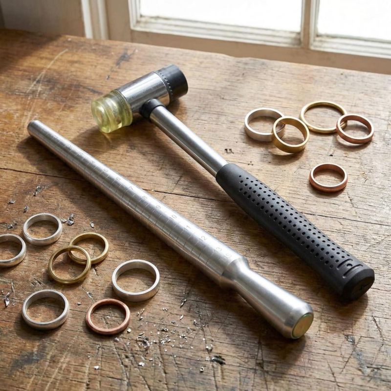 Kit de Talla de Anillos QWORK con Mandril de Aluminio y Mazo de Goma