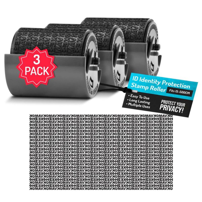 Sello de goma PLUS Pack de 3 rodillos contra robo de identidad